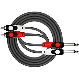 Kirlin Lightgear Dual Black Patch Cable 2x 1/4" Mono to 2x RCA 3 ft.