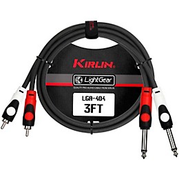 Kirlin Lightgear Dual Black Patch Cable 2x 1/4" Mono to 2x RCA 3 ft.