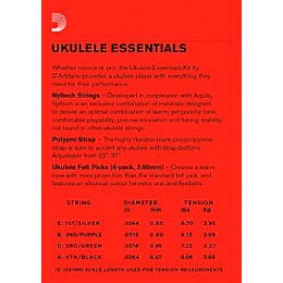 D'Addario Ukulele Essentials Kit - Strings, Strap, Picks