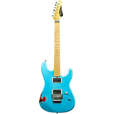Friedman Cali Aged Electric Guitar Double Burst Metallic Blue Over 3 Tone Burst for sale