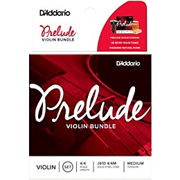 D'Addario Prelude Violin Bundle 4/4 Size, Medium