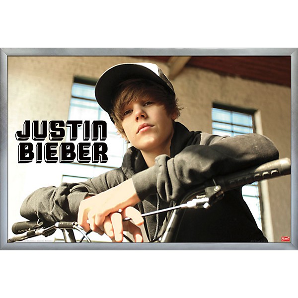 Trends International Justin Bieber - Bike Poster Framed Silver