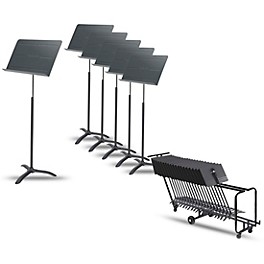 Proline 6-Pack Professional Orchestral Music Stand With Manhasset Storage Cart (Holds 25)