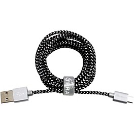 Tera Grand USB 2.0 A to Micro B Braided Cable 6 ft. Black and White