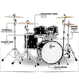 Gretsch Drums Renown 4-Piece Shell Pack with 20" Bass Drum Piano Black