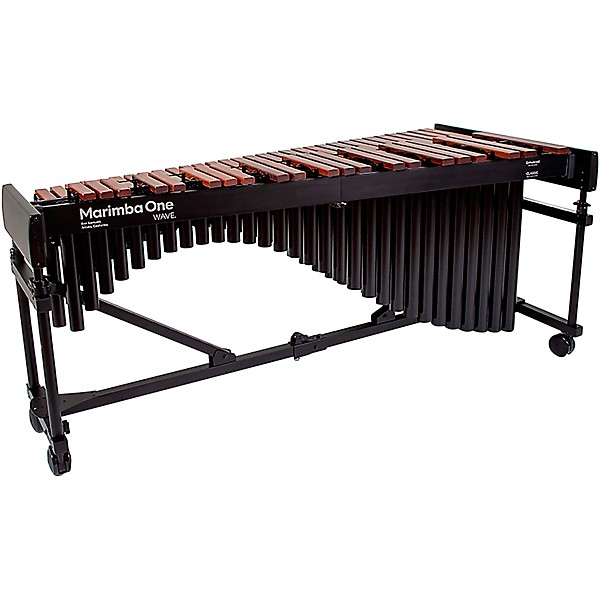 Marimba One Wave #9633 A440 4.3 Octave Marimba with Premium Keyboard and Classic Resonators 8" casters and accessory bar 4...