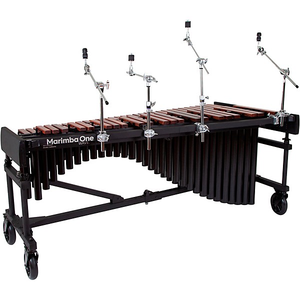 Marimba One Wave #9633 A440 4.3 Octave Marimba with Premium Keyboard and Classic Resonators 8" casters and accessory bar 4...