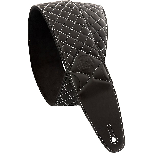 D&A Guitar Gear Pro-Performance Quilted Leather Straps Erebus Black - WS 2.75 in.