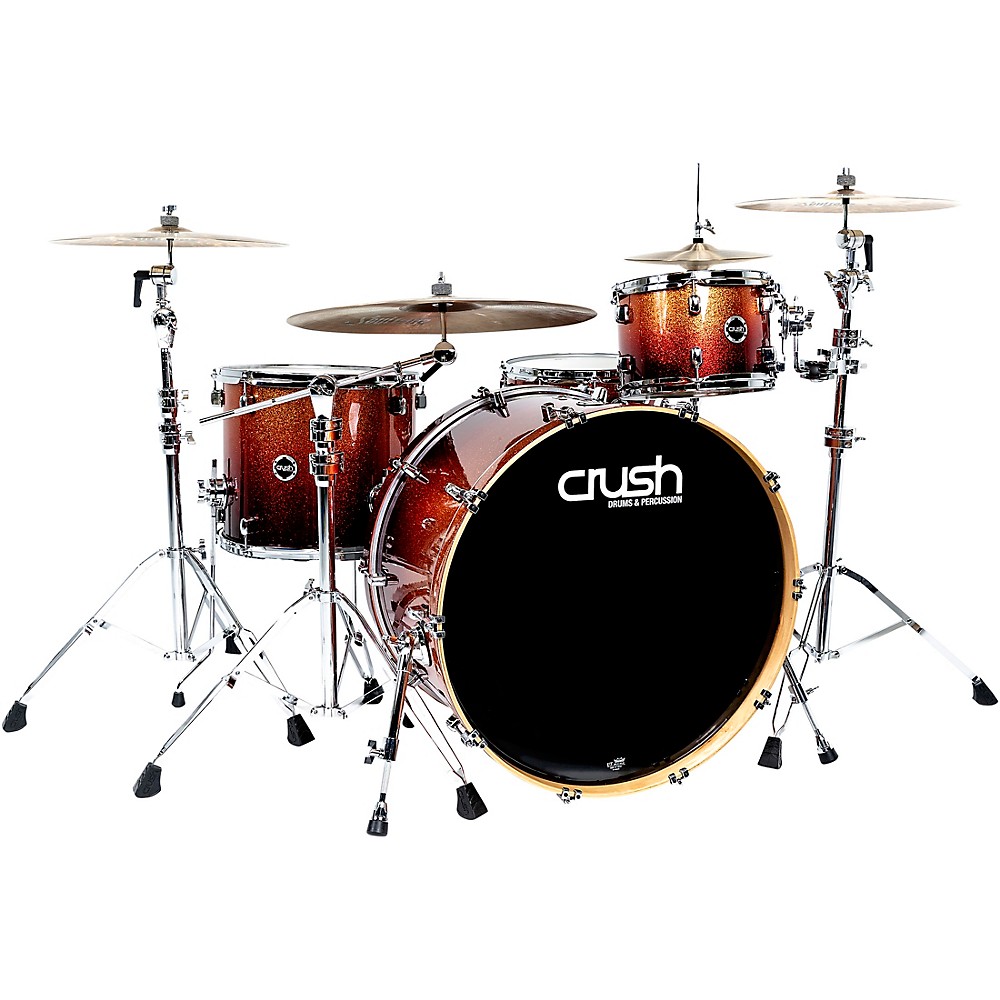 Crush Drums & Percussion Sublime E3 Maple 4-Piece Shell Pack With 26X15" Bass Drum Orange Sparkle Red Fade