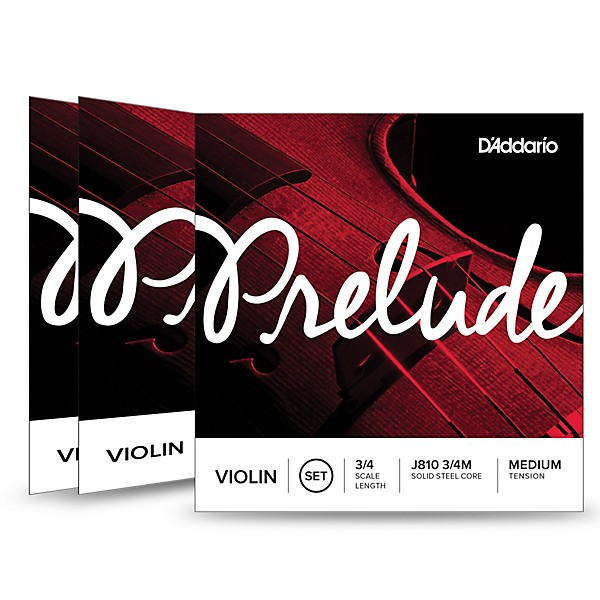 D'Addario Prelude Violin String Set 3 Box Special 3/4 Size, Medium