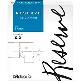 D'Addario Woodwinds Reserve Bb Clarinet Reeds 10-Pack, 2-Box Special 2.5
