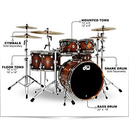 DW Collector's Series Pure Almond 5-Piece Shell Pack With Nickel Hardware, Toasted Almond Burst