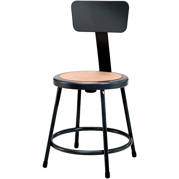 National Public Seating Heavy Duty Steel Stool With Backrest 18" Black