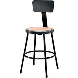 National Public Seating Heavy Duty Steel Stool With Backrest 24" Black