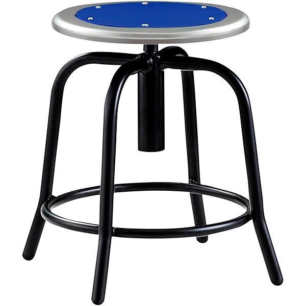 National Public Seating Height Adjustable Designer Stool 18" - 25" Persian Blue Seat and Black Frame