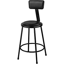 National Public Seating Heavy-Duty Vin... National Public Seating Heavy-Duty Vinyl Padded Steel Stool With Backrest 24" Black