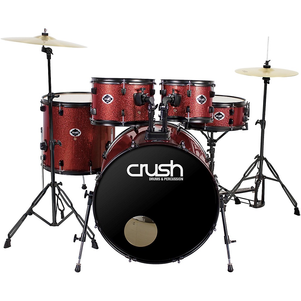 Crush Drums & Percussion Alpha Complete 5-Piece Drum Set With 22" Bass Drum Red Sparkle