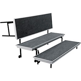 National Public Seating TransPort Straight Choral Riser 3-Level Grey Carpet