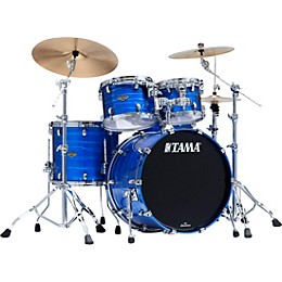 TAMA Starclassic Walnut/Birch 4-Piece Shell Pack With 22" Bass Drum Lacquer Ocean Blue Ripple