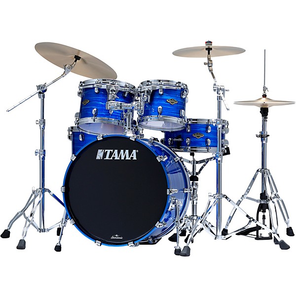 TAMA Starclassic Walnut/Birch 4-Piece Shell Pack With 22" Bass Drum Lacquer Ocean Blue Ripple