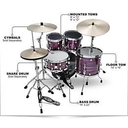 TAMA Starclassic Walnut/Birch 4-Piece Shell Pack With 22" Bass Drum Lacquer Phantasm Oyster