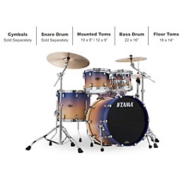 TAMA Starclassic Walnut/Birch 4-Piece Shell Pack With 22" Bass Drum Satin Purple Atmosphere Fade