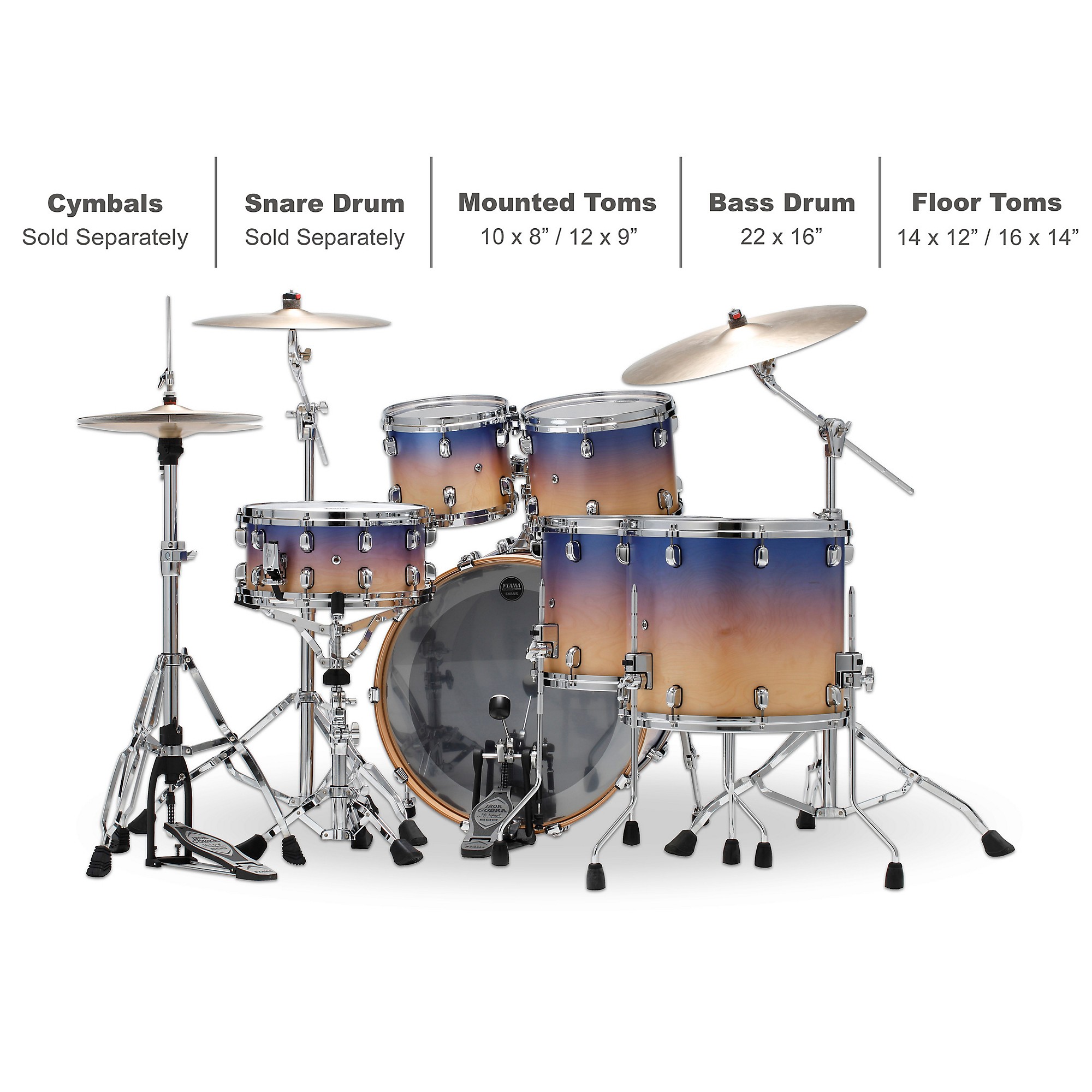masa3様　CABaNCDパープルxs TAMA Starclassic Walnut/Birch 5-Piece Shell Pack with 22