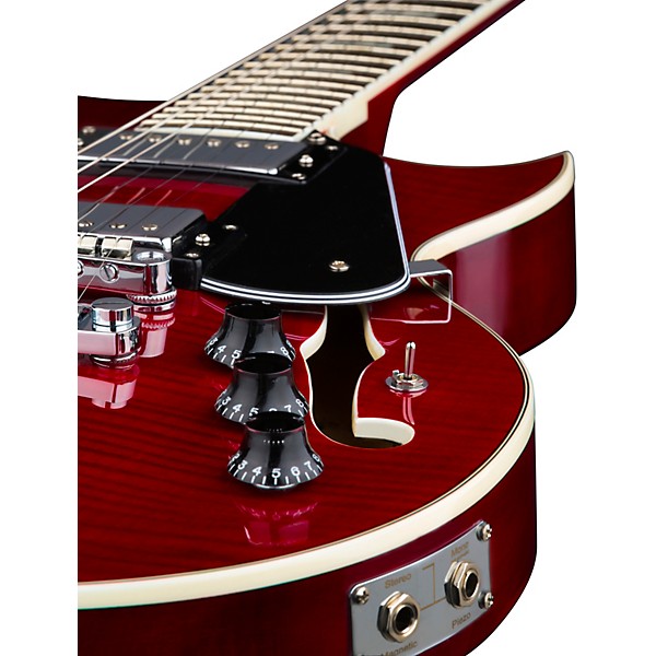 Open Box Dean Shire Semi Hollow Flame Top with Piezo Electric Guitar Level 2 Trans Red 190839664099