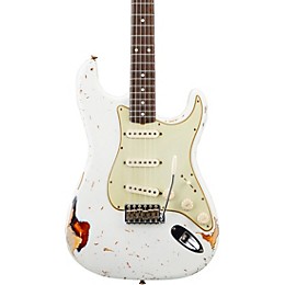 Fender Custom Shop Masterbuilt Dennis Galuszka '60s Relic Stratocaster Brazilian Rosewood Neck Electric Guitar Olympic White over 3-Color Sunburst