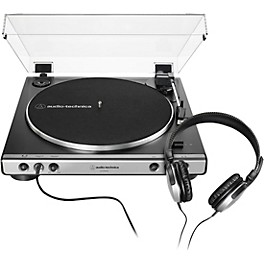 Audio-Technica AT-LP60XHP Package with AP-LP60X Turntable and Headphones Gunmetal