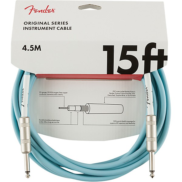 Fender Original Series Straight to Straight Instrument Cable 15 ft. Daphne Blue