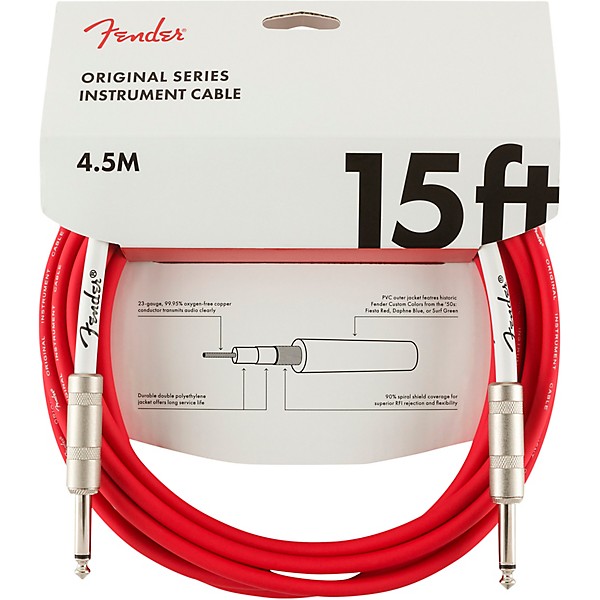 Fender Original Series Straight to Straight Instrument Cable 15 ft. Fiesta Red