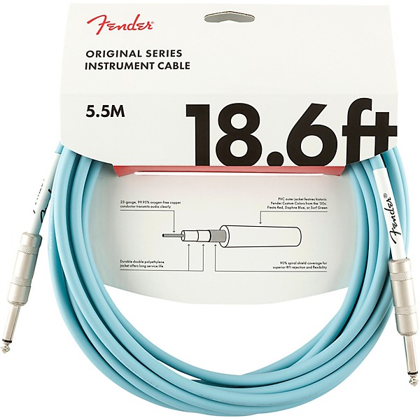 Fender Original Series Straight to Straight Instrument Cable 18.6 ft. Daphne Blue