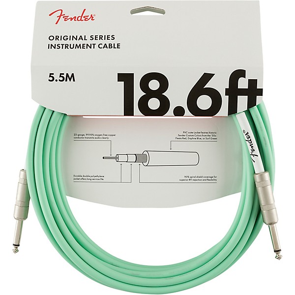 Fender Original Series Straight to Straight Instrument Cable 18.6 ft. Surf Green