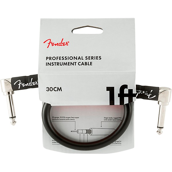 Fender Professional Series Angle to Angle Instrument Cable 1 ft. Black