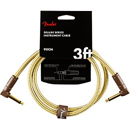 Fender Deluxe Series Angle to Angle Instrument Cable 3 ft. Yellow Tweed