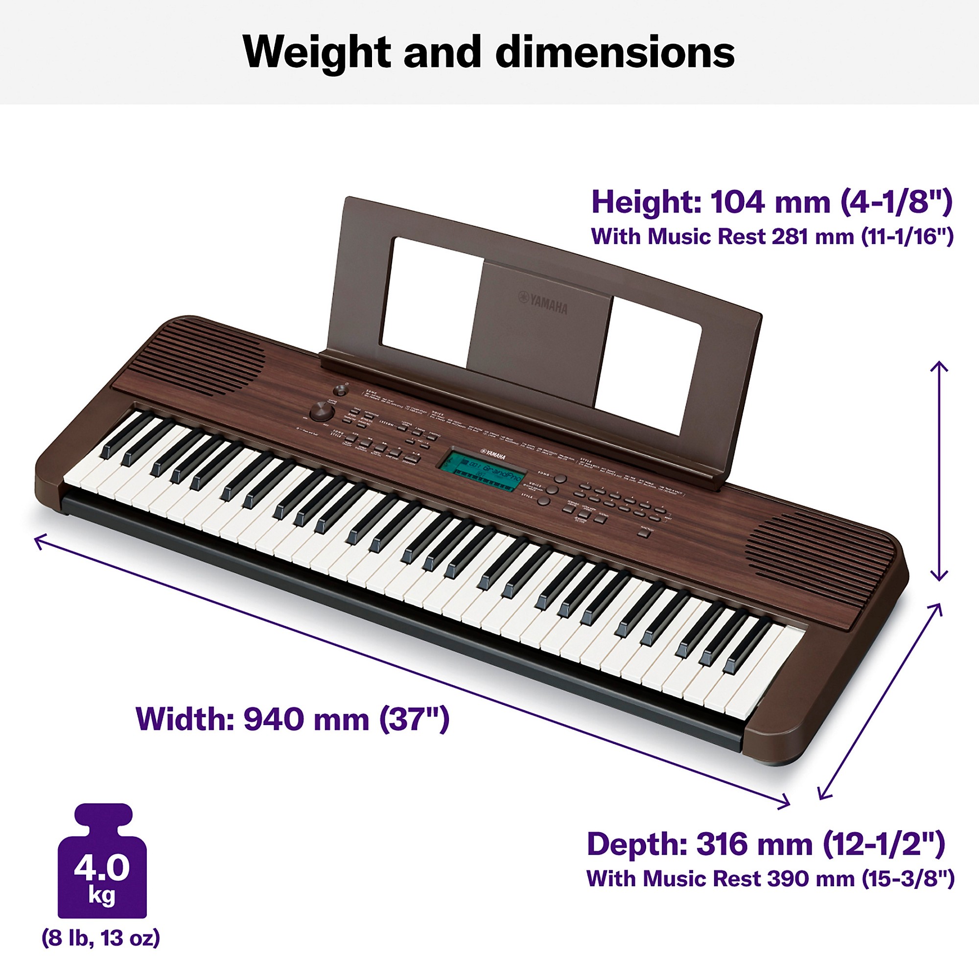 Open Box Yamaha PSR-E360 61-Key Portable Keyboard Walnut