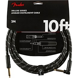 Fender Deluxe Series Straight to Angle Instrument Cable 10 ft. Black Tweed