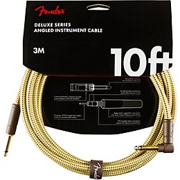 Fender Deluxe Series Straight to Angle Instrument Cable 10 ft. Yellow Tweed