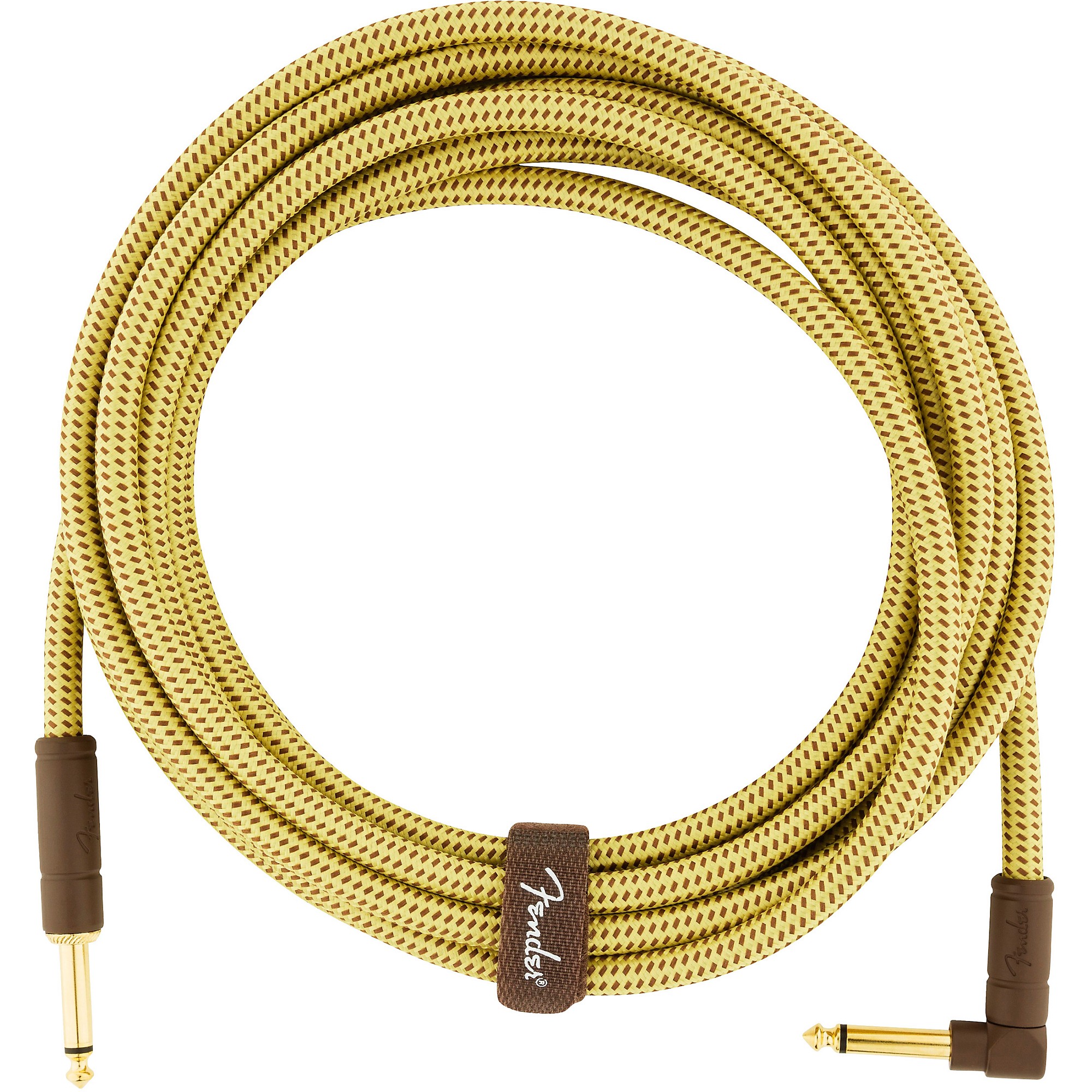 Fender Deluxe Series Straight to Angle Instrument Cable 15 ft. Yellow Tweed  | Guitar Center