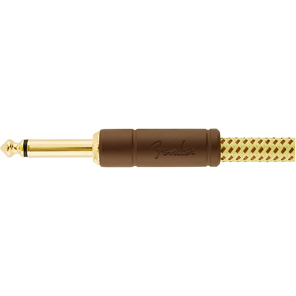 Fender Deluxe Series Straight to Angle Instrument Cable 15 ft. Yellow Tweed