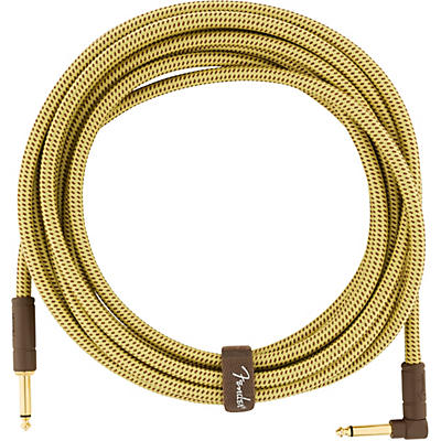 Fender Deluxe Series Straight To Angle Instrument Cable 18.6 Ft. Yellow Tweed for sale