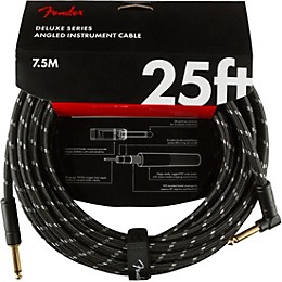 Fender Deluxe Series Straight to Angle Instrument Cable 25 ft. Black Tweed