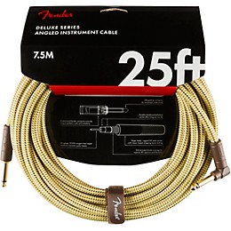 Fender Deluxe Series Straight to Angle Instrument Cable 25 ft. Yellow Tweed