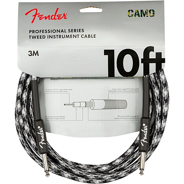Fender Professional Series Straight to Straight Instrument Cable - 10 ft. Woodland Camouflage