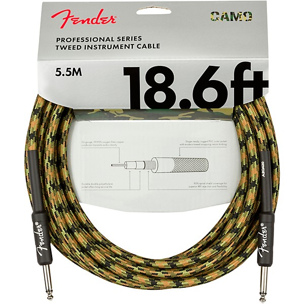 Fender Professional Series Straight to Straight Instrument Cable 18.6 ft. Woodland Camouflage