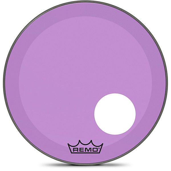 Remo Powerstroke P3 Colortone Purple Resonant Bass Drum Head with 5" Offset Hole 20 in.