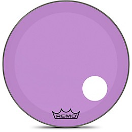 Remo Powerstroke P3 Colortone Purple Resonant Bass Drum Head with 5" Offset Hole 26 in.