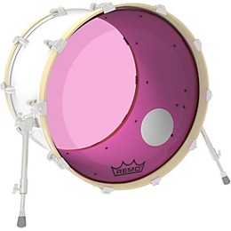 Remo Powerstroke P3 Colortone Pink Resonant Bass Drum Head with 5" Offset Hole 22 in.
