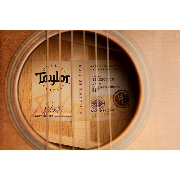 Taylor Builder's Edition 517 Grand Pacific Dreadnought Acoustic Guitar Wild Honey Burst